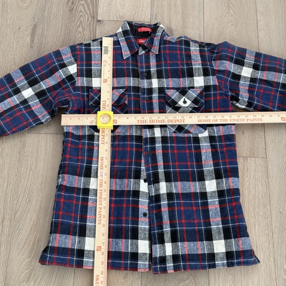 Coleman Mens Red/White/Blue Plaid Shirt/Jacket Shacket Quilted Lining Size MED - Picture 7 of 7